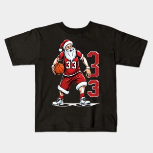 Santa Slam Dunk, Merry Christmas Gift, Basketball Gift Kids T-Shirt